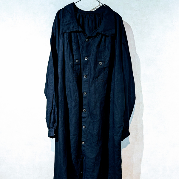 20s flench indigo linen smock